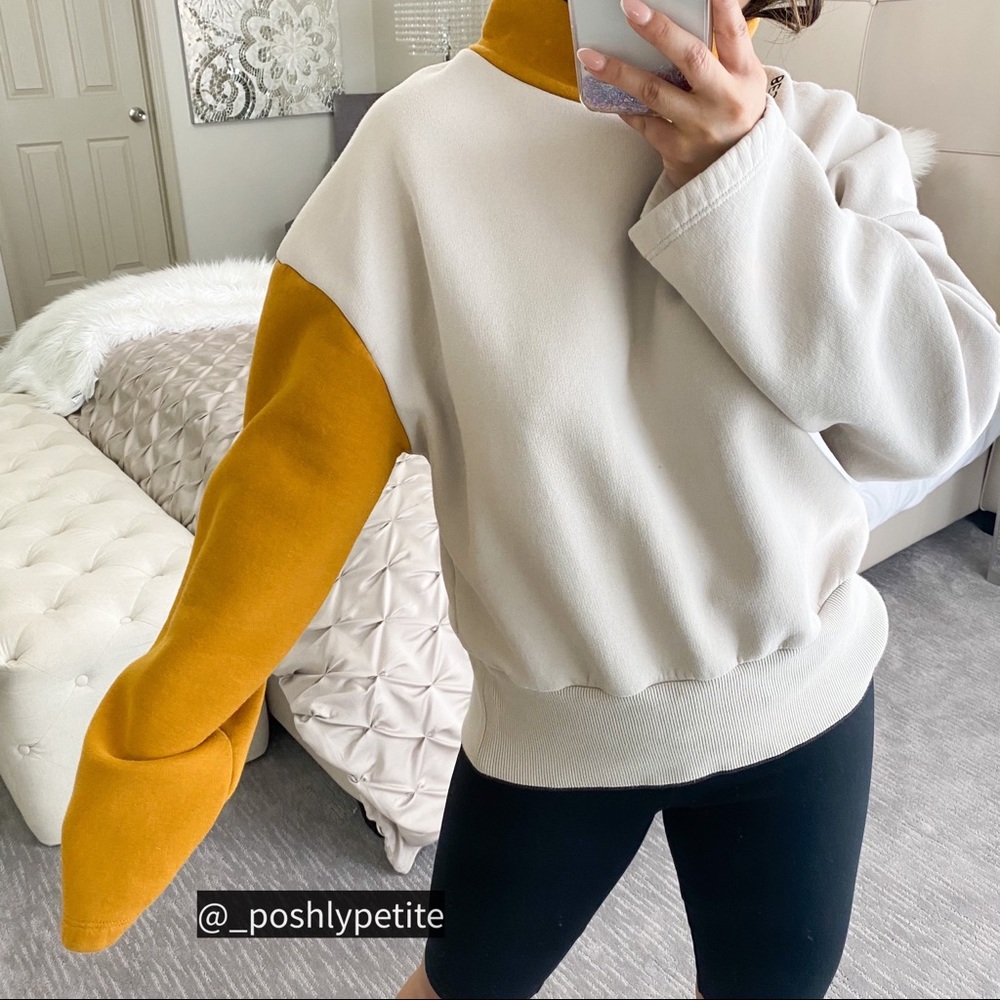 Zara Color Block drop shoulder boxy turtleneck pullover Sweatshirt sweater top - Picture 6 of 11